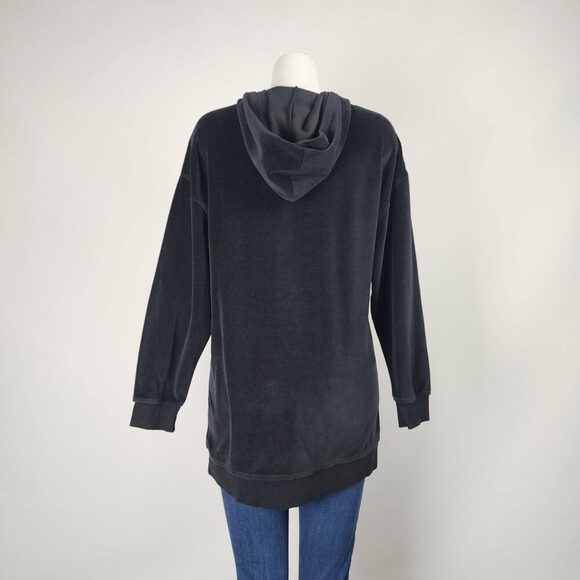 Brunette The Label Black Cotton Velour Hoodie Sweatshirt Size XS/S - Picture 5 of 8